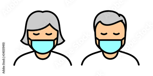 Men and women use masks Vector Icon Icon Illustration, for the sick, to prevent corona viruses, doctors' medical devices in hospitals