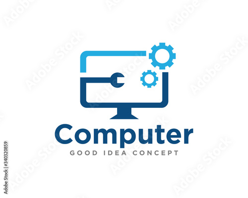 Computer Technology Logo Icon Design Vector