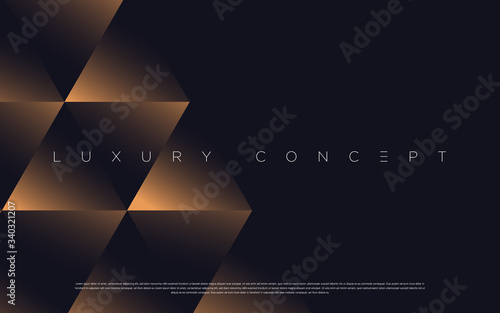 Black premium background set with luxury dark golden geometric elements. Rich background for poster, banner, flyer, presentation, web design etc. Vector EPS photo