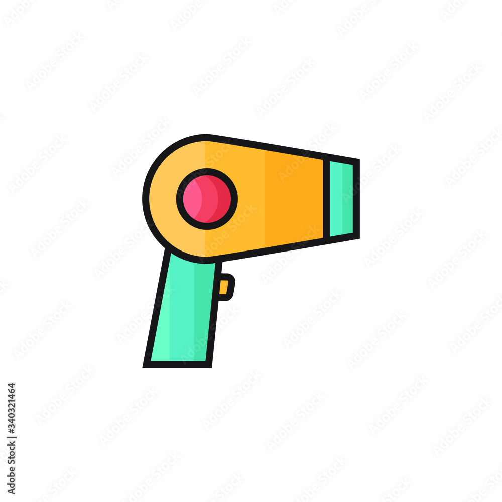 hairdryer icon vector filled outline design isolated on white background