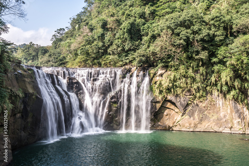 Shihfen Waterfall  Fifteen meters tall and 30 meters wide  It is the largest curtain-type waterfall in Taiwan