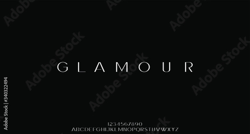 glamour luxury font alphabet vector set
