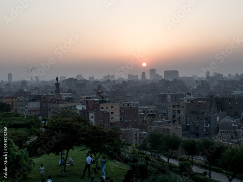 Sunset in Cairo from al Azhar Park with a little bit of pollution
