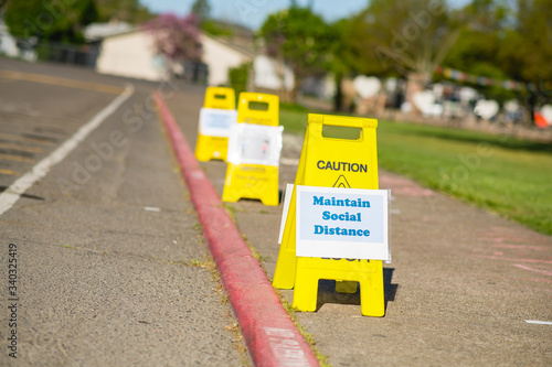 Social Distancing Curbside Sign at school photo