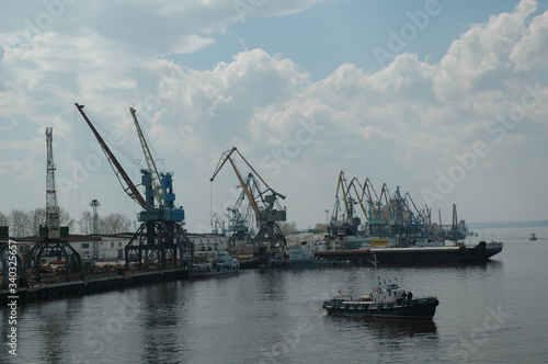 cranes in harbor