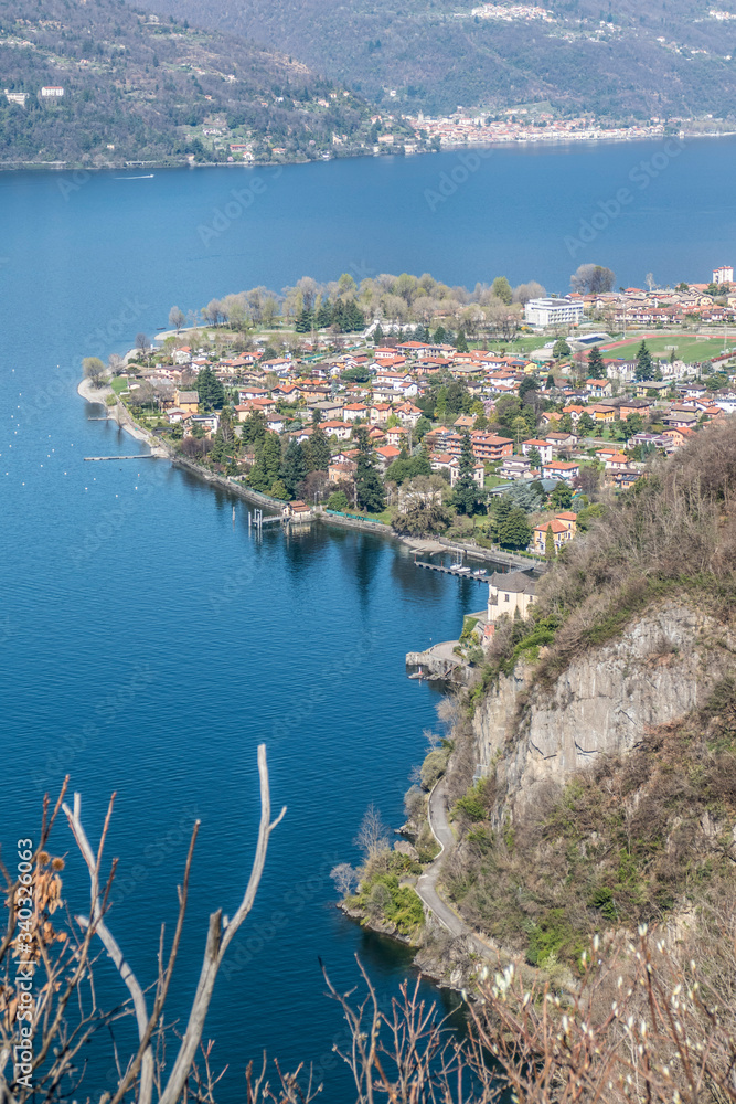 Fototapeta premium Aerial view of Maccagno in the Lake Maggiore