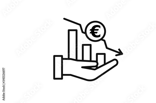 Icon representing Euro currency depreciation.