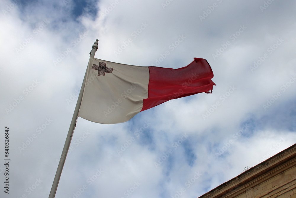 maltese flag in vittoriosa in malta