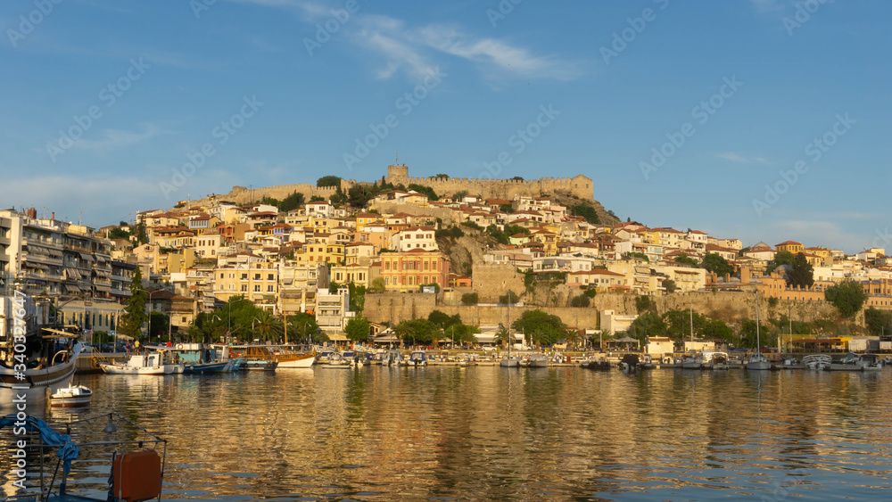 View of Old town of Kavala, East Macedonia and Thrace, Greece.