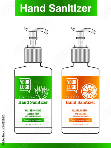 Hand sanitizer label design vector graphic template for packaging design.