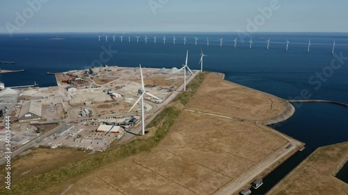 Drone Flight Over Wind Turbines photo