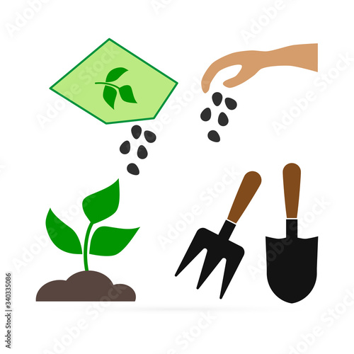 Doodle gardening icon isolated on white. Vector stock illustration