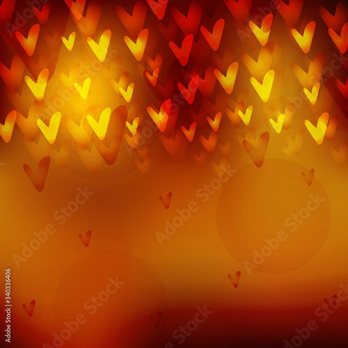Golden hearts romantic background. Valentines day backdrop. Love  abstract illustration.