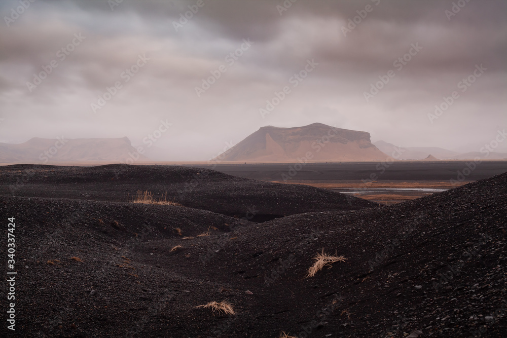 Iceland black sand mountain landscape