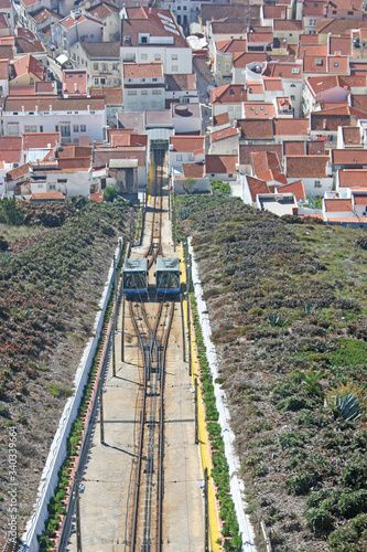 Funicular to Nazare town from Sitio, Portugal	