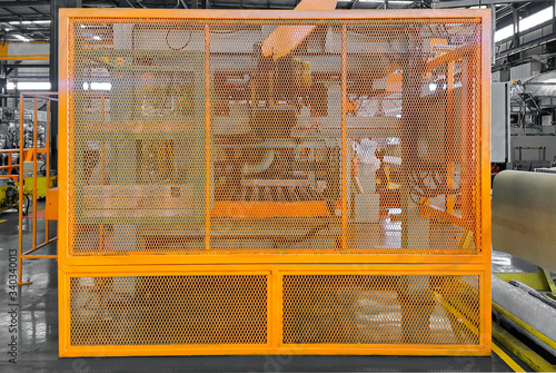 Canvas Print Safety fence,  safety guard protection, machine in factory made from steel