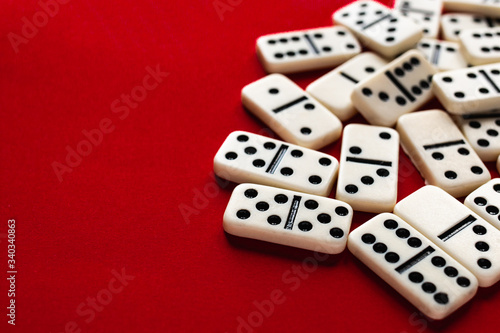 domino pieces on the red background