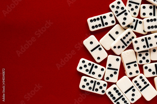 domino pieces on the red background