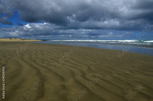 Ninety mile beach  in a cloudy day  in New Zealand
