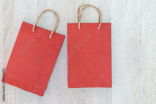 Red Paper bag isolated on white background. Mockup for design,Malaysia, Shopping Bag, Red, Paper Bag, Bag