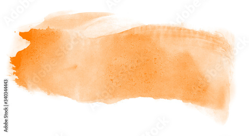 Abstract watercolor background hand-drawn on paper. Volumetric smoke elements. Orange color. For design, web, card, text, decoration, surfaces.