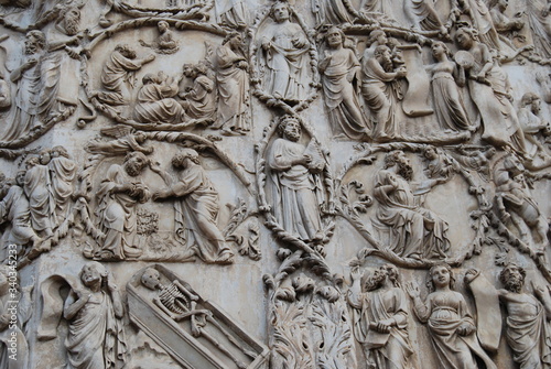 Detail of the Cathedral of Orvieto. Umbria, Italy. 