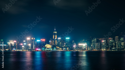 Commercial Office Building In Hong Kong At Night
