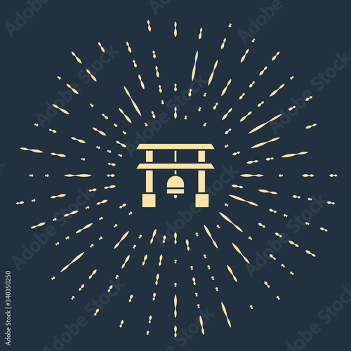 Beige Japan Gate icon isolated on blue background. Torii gate sign. Japanese traditional classic gate symbol. Abstract circle random dots. Vector Illustration