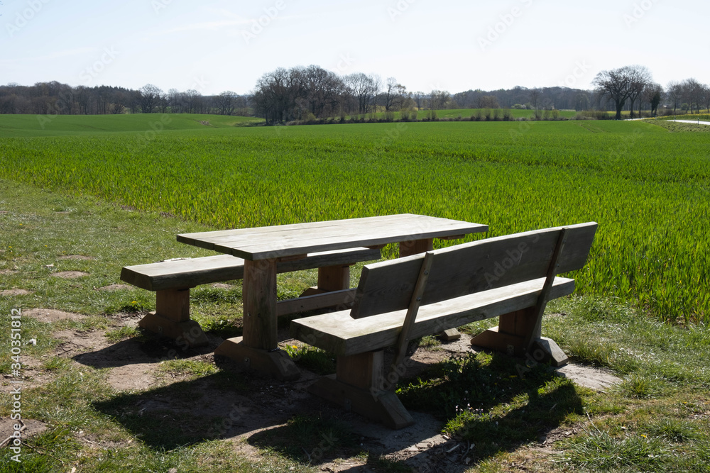benches wooden table stand on nature for relaxation benches wooden table stand on nature for relaxation