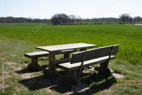 benches wooden table stand on nature for relaxation