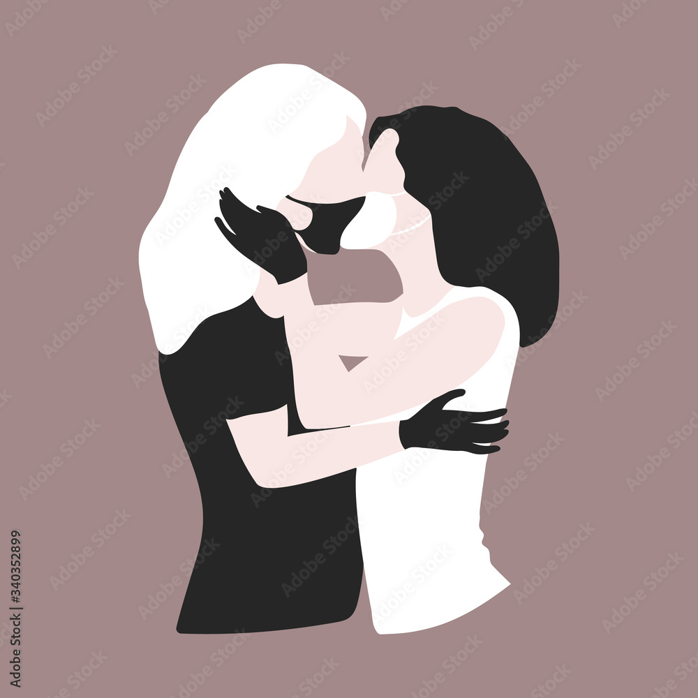 Lesbian glovea kiss