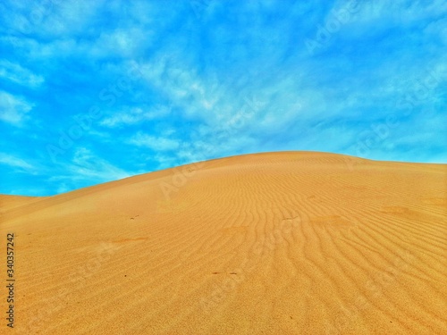 Sand dune in desert and blue sky