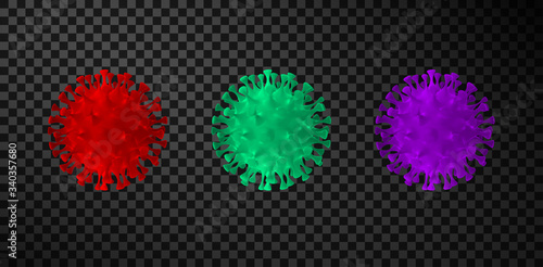 Colored vibrant virus icons. Circle virus icons. Vector illustration.