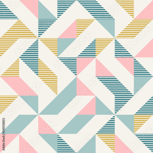 Abstract geometry in retro colors, diamond shapes geo pattern photo