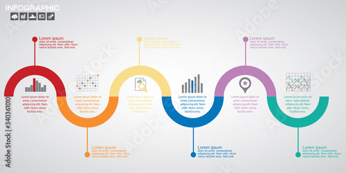 Timeline infographics design template with 10 options, process diagram, vector eps10 illustration