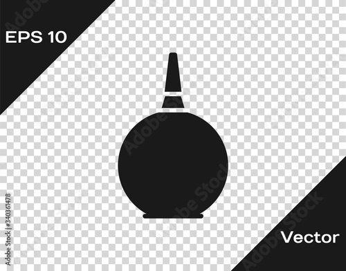 Black Enema icon isolated on transparent background. Enema with a plastic tip. Medical pear.  Vector Illustration