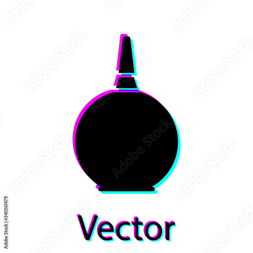 Black Enema icon isolated on white background. Enema with a plastic tip. Medical pear.  Vector Illustration