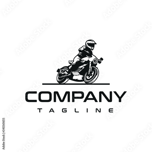 Motorcycle Biker Graphic Design Custom Illustration Isolated Black Racing Rider