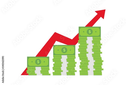 Income growth , raise capital, revenue increase , vector flat illustration