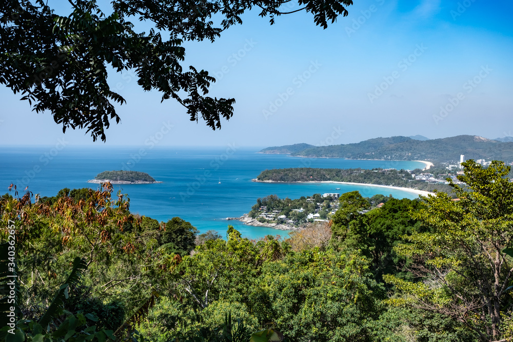 Phuket, panoramic landscape photo of Phuket Island from viewpoint in Karon Province Phuket, panoramic landscape photo of Phuket Island from viewpoint in Karon Province