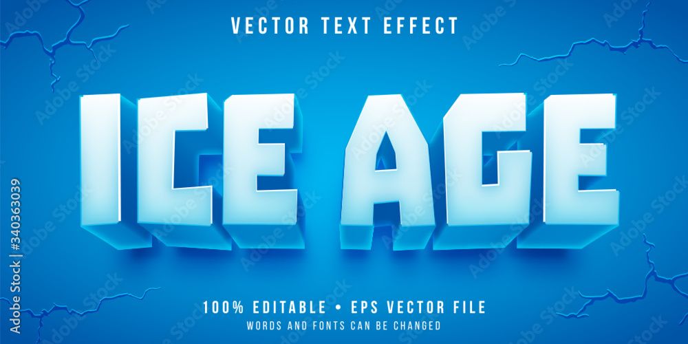 Editable text effect - ice block style - obrazy, fototapety, plakaty 