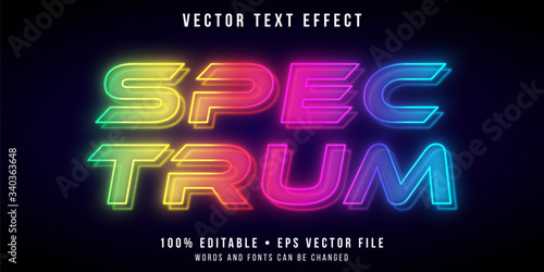 Editable text effect - neon spectrum colors style