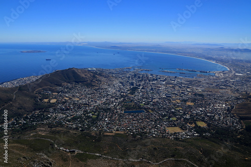 Cape Town and Robben Island, view from Table Mountain, South Africa