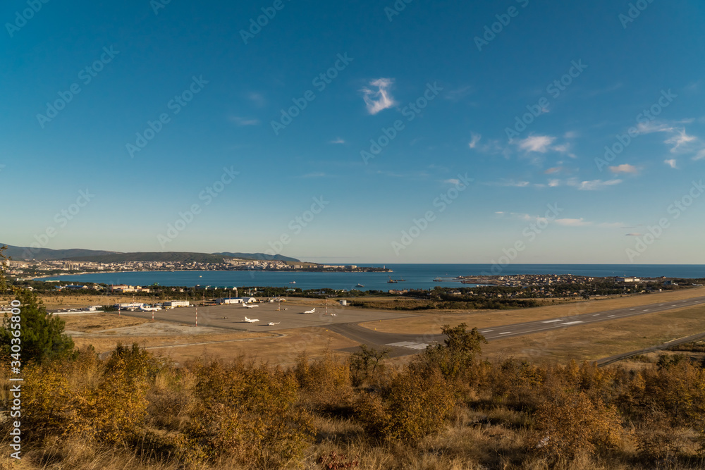 The view of the airport of Gelendzhik from a height of bird flight.
