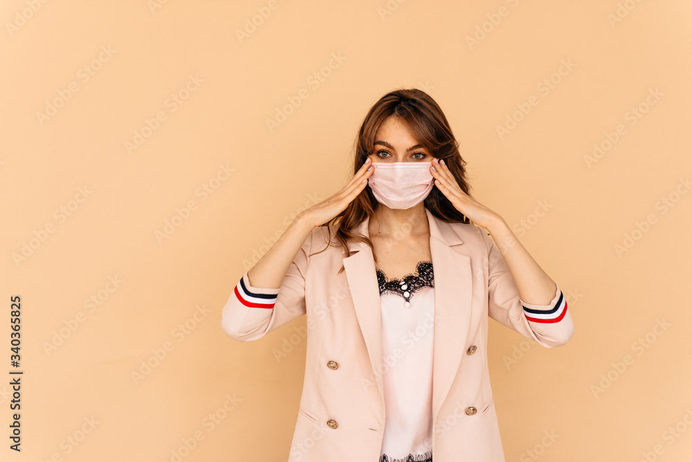 Young bautiful woman in protective medical mask Young bautiful woman in protective medical mask