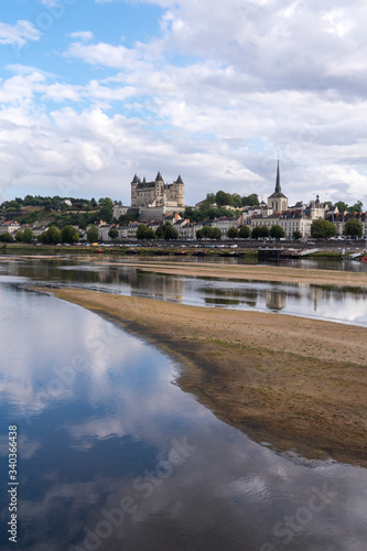 Exterior view of the beautiful city of Saumur with its castle in the Loire Valley, France (Europe)