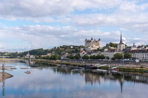 Exterior view of the beautiful city of Saumur with its castle in the Loire Valley, France (Europe)