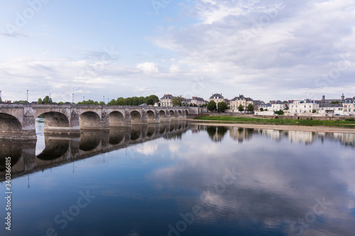 Exterior view of the beautiful city of Saumur with its castle in the Loire Valley, France (Europe)