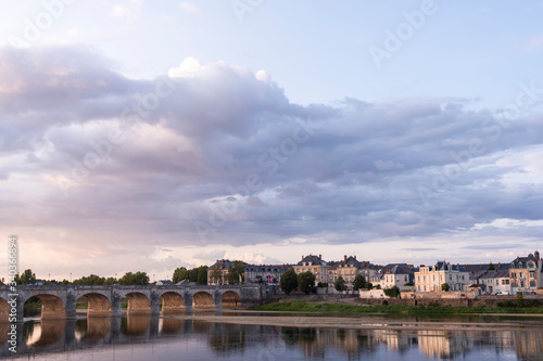 Obraz na płótnie Exterior view of the beautiful city of Saumur with its castle in the Loire Valley, France (Europe) w salonie