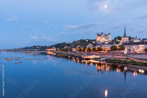 Exterior view of the beautiful city of Saumur with its castle in the Loire Valley, France (Europe)